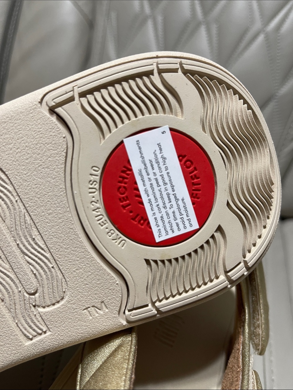 FitFlop F-Mode Go Metallic Gold Adjustable Flatform Sandals - Picture 9 of 10